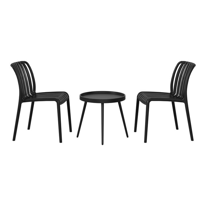 WestinTrends 3-Piece Outdoor Patio Bistro Balcony Furniture Set With Stackable Chairs