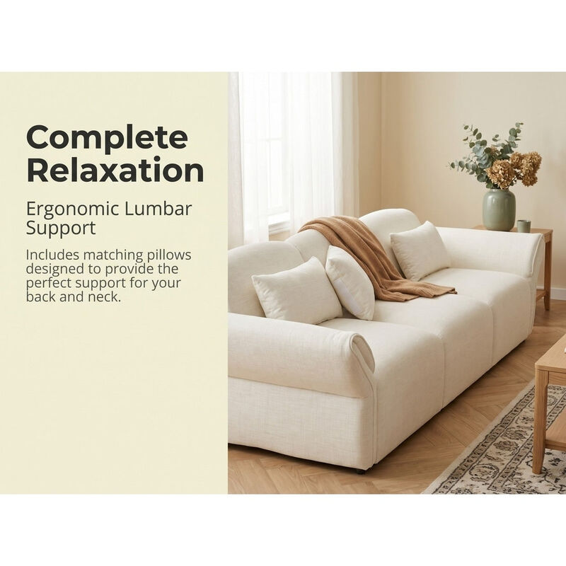 Envelor 107 in. Linen Upholstered Modular 3-Seat Sectional Sofa image number 3
