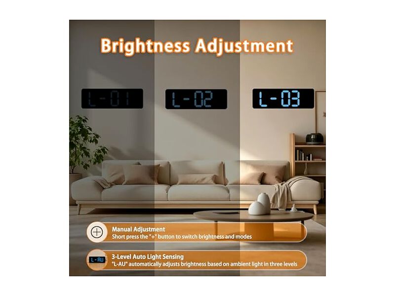 Digital Display LED Alarm Dual Wall Clock Easy Read Green Living Room Decor image number 3
