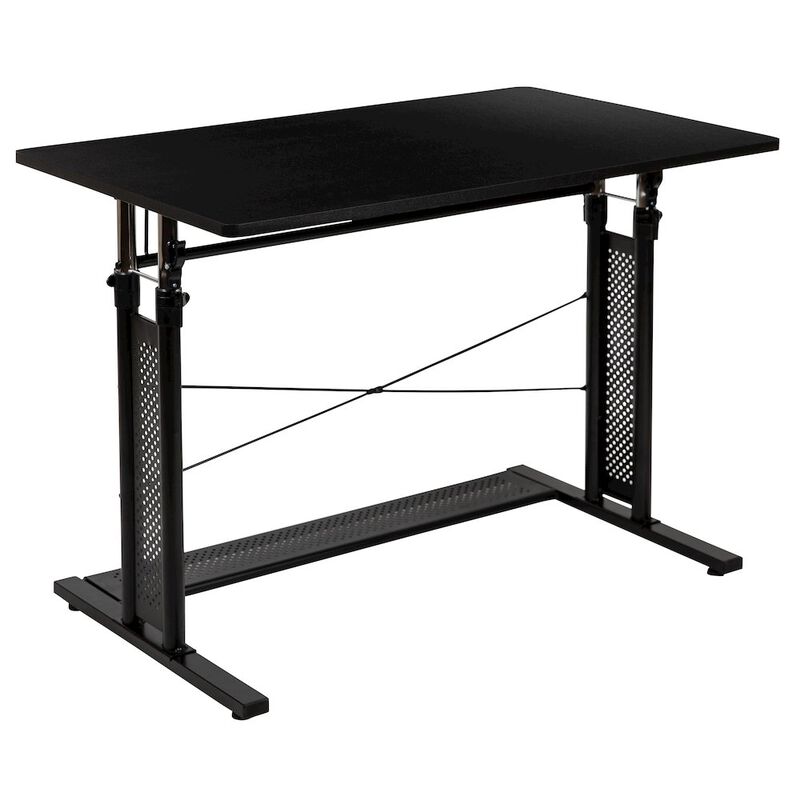 Flash Furniture Height Adjustable (27.25-35.75"H) Sit to Stand Home Office Desk - Black image number 5