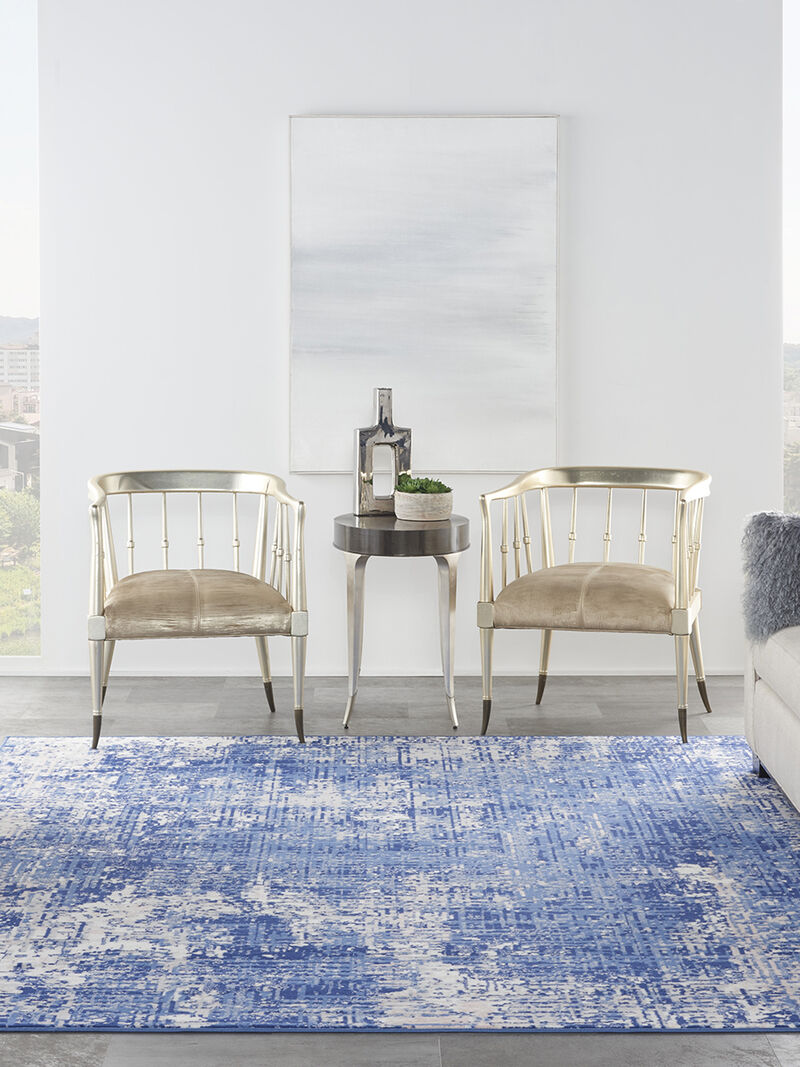 Whimsicle WHS08 Blue/Ivory 8' x Round Rug