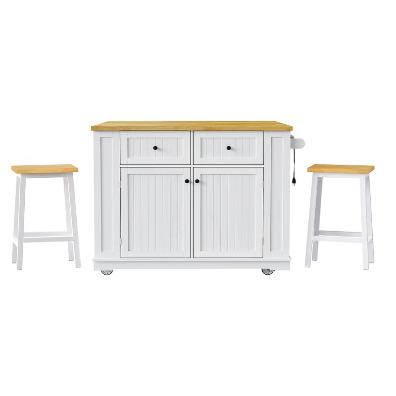 Merax Modern Kitchen Island with 2 Bar Stools