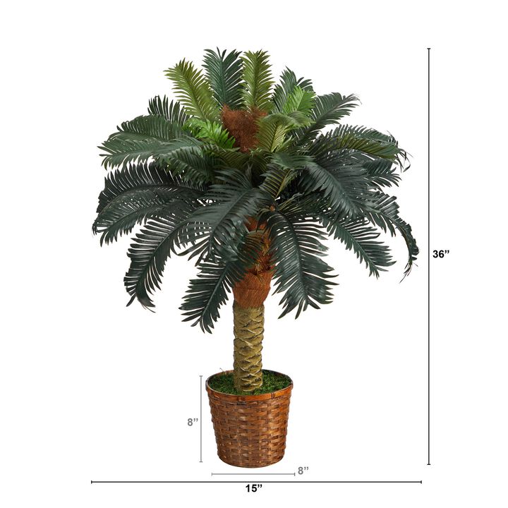 Hivvago 3 Feet Sago Palm Artificial Tree