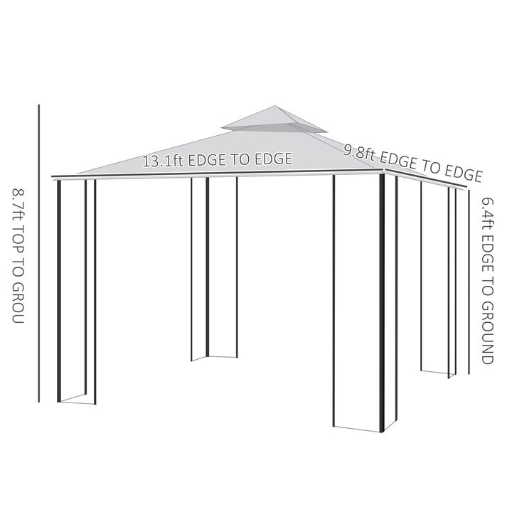 Sage Gray Garden Pavilion: 10'x13' Soft Top Gazebo with Curtains