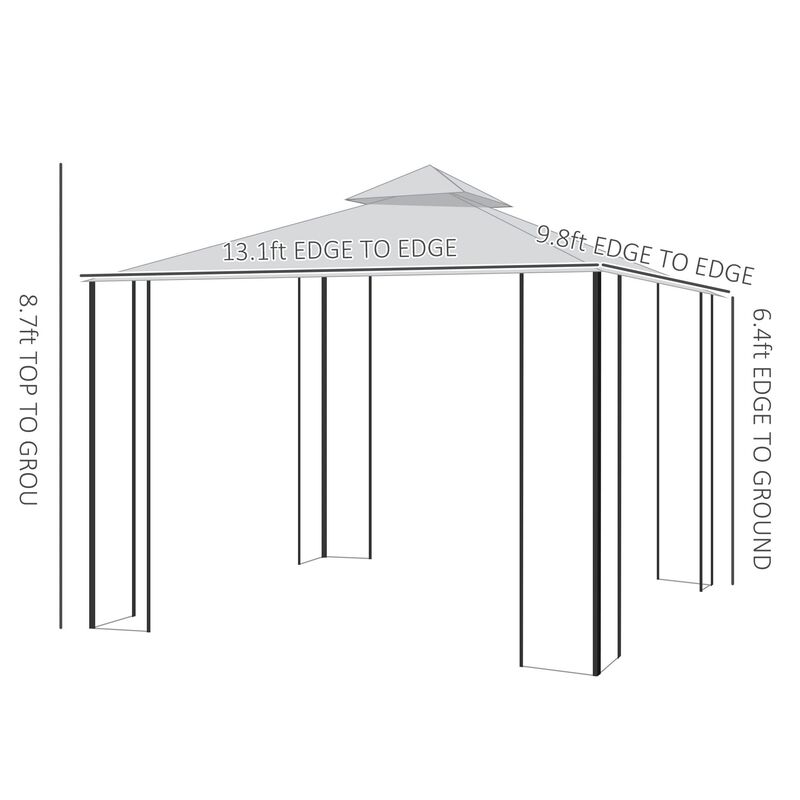 Sage Gray Garden Pavilion: 10'x13' Soft Top Gazebo with Curtains
