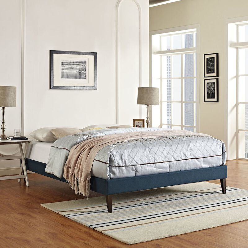 Sharon Fabric Full Bed Frame with Squared Tapered Legs image number 4