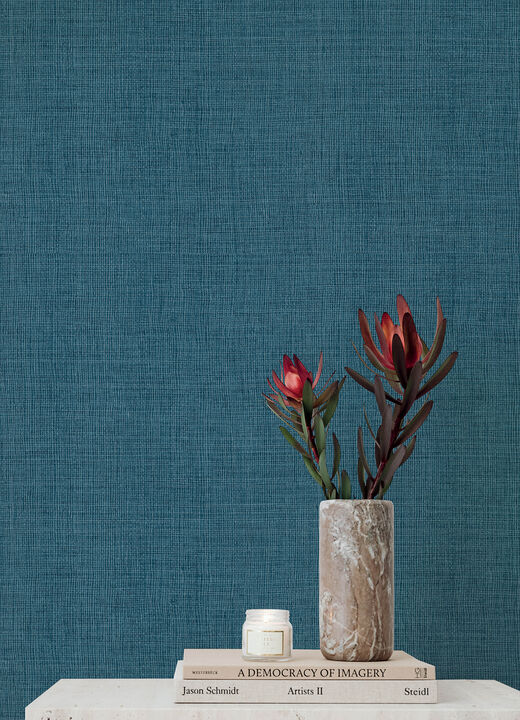 Alba Dark Blue Open Weave Wallpaper