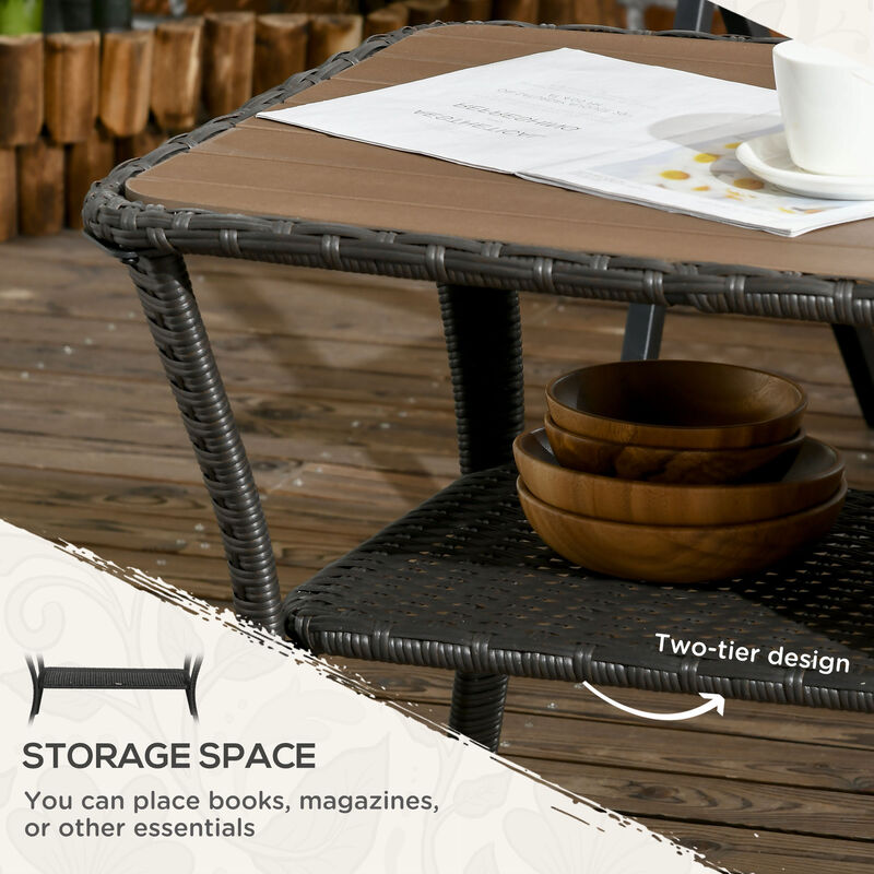Hivvago Rattan Coffee Table with Composite Top image number 4