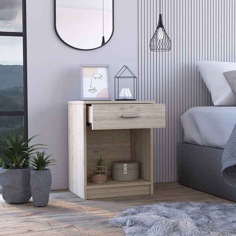 Streamdale Eco Nightstand, Superior Top, One Drawer, Lower Shelf - Light Gray image number 3
