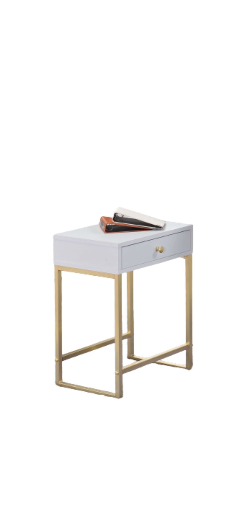 Homezia Sleek White And Brass End Or Side Table
