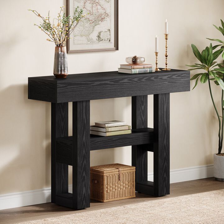 Narrow 2-Tier Console Table, Sofa Entryway Table with Storage Shelf