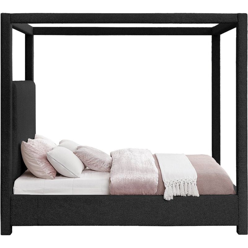 Meridian Furniture Eden Black Boucle Fabric Queen Bed