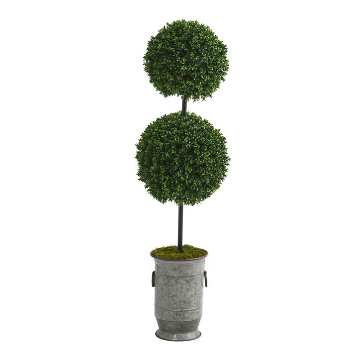 Nearly Natural 50-in Boxwood Tree in Planter UV Resistant (Indoor/Outdoor)