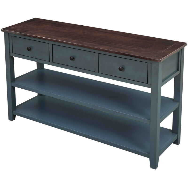 Whisen Modern Design Console Table with 3 Drawers and 2 Open Shelves - Espresso