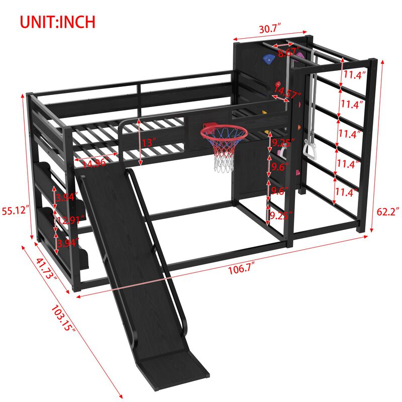 Kwocex All-in-One Kids Play Loft Bed image number 9
