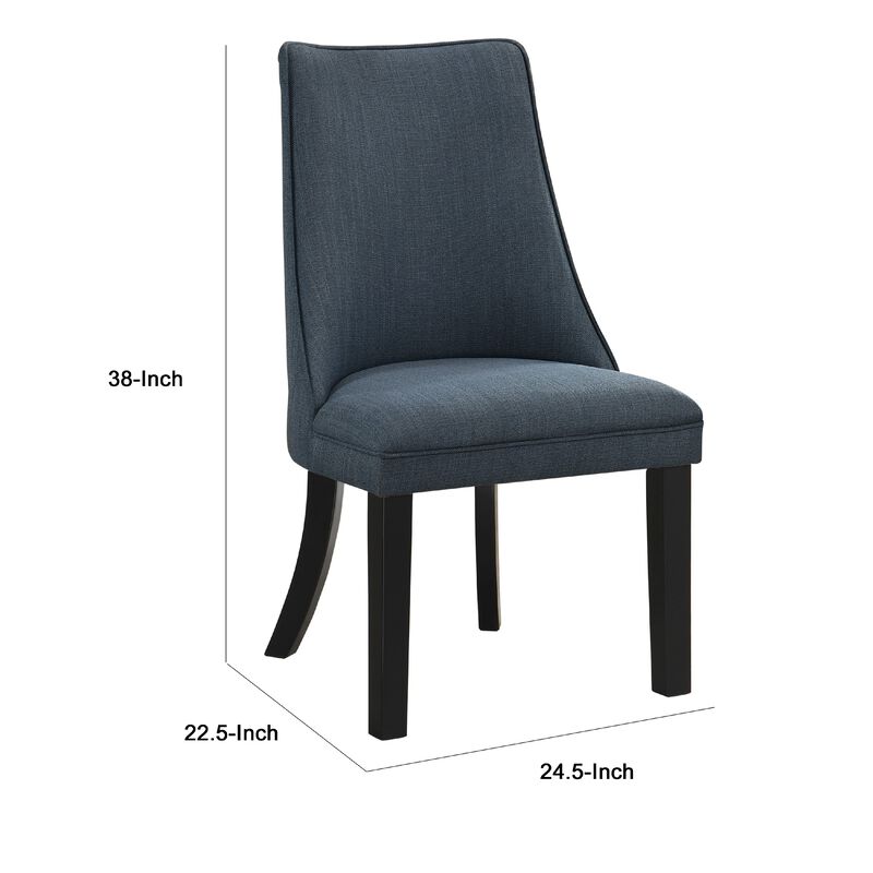 Keya Dining Side Chair Set of 2, Wingback, Blue Gray Polyester, Brown Wood image number 5