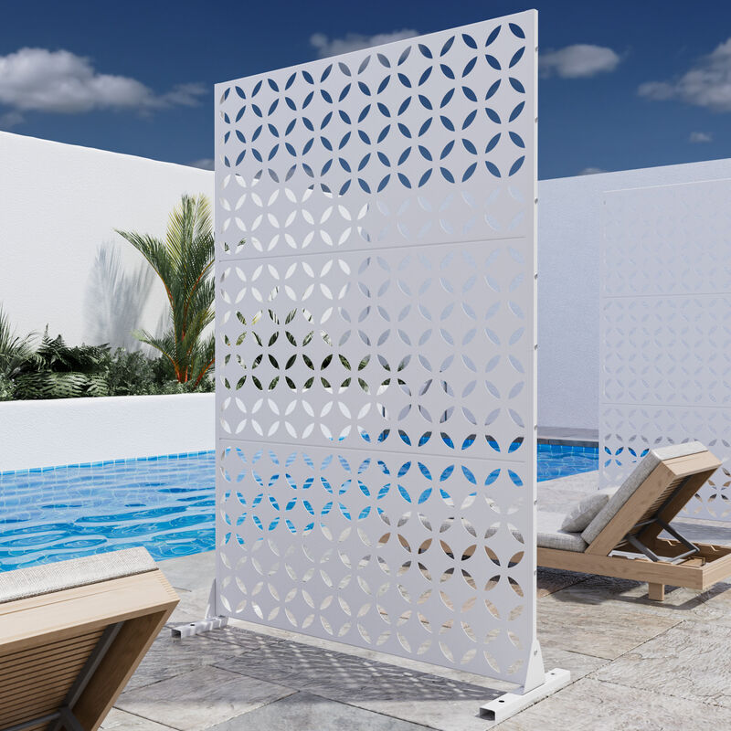 47in. W x 72in. H  Garden Fence Outdoor Privacy Screen  in White