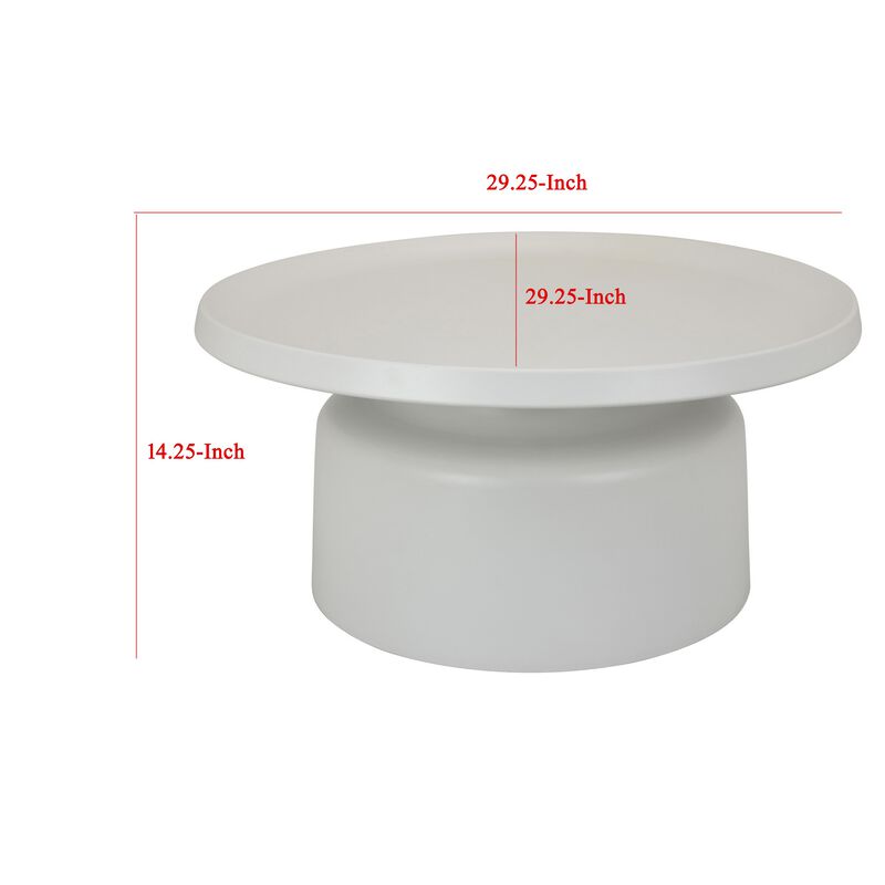 Ricca Plant Stand Table, White Metal, Round 29 Inch Top, Pedestal Base