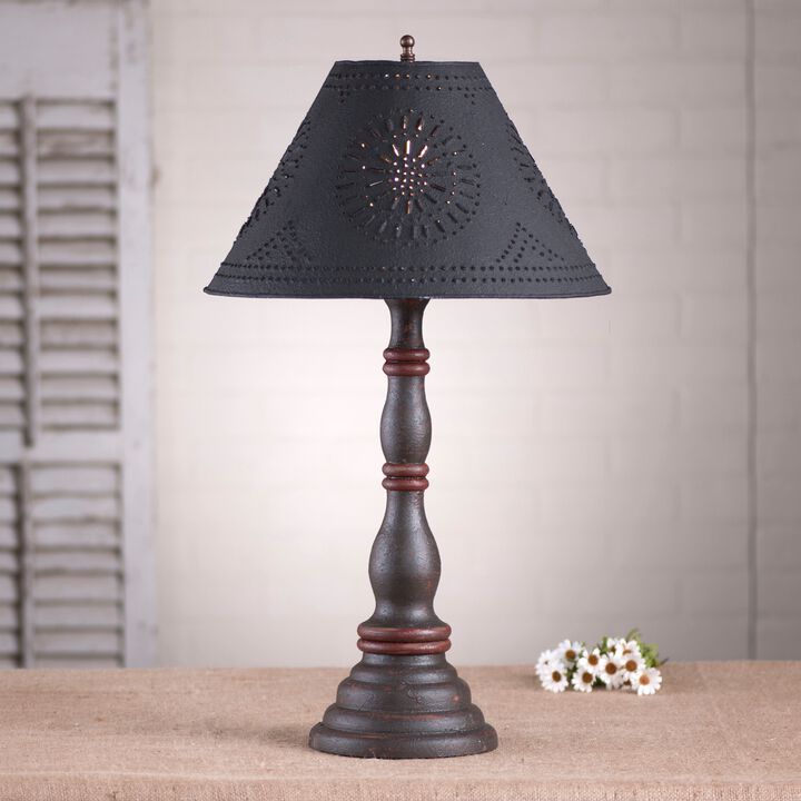 Davenport Lamp In Espresso And Salem Brick Stripe With Shade
