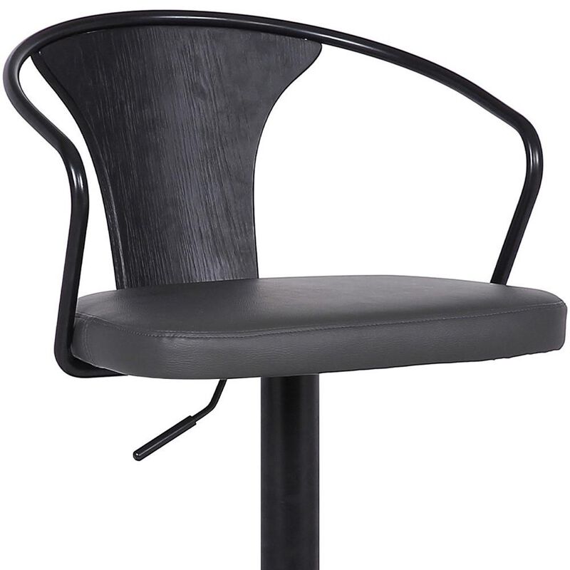 Hivvago 24 Inch Gray And Black Iron Swivel Low Back Adjustable Height Bar Chair