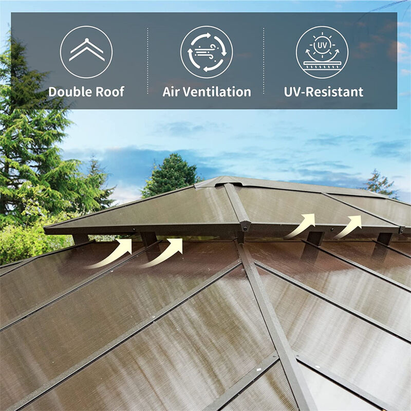 Streamdale 12x16FT Hardtop Gazebo with Polycarbonate Roof & Curtains