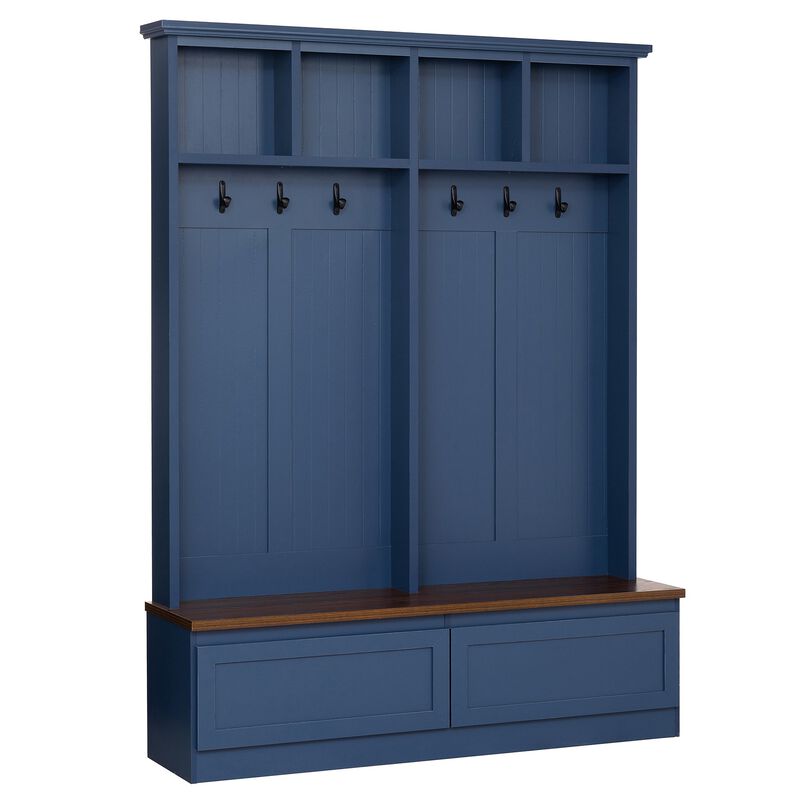 Clihome Farmhouse 4-in-1 Hall Tree with Wood Grain Bench with 2 Large Drawer for Hallway image number 0