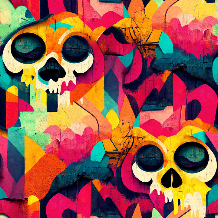 Millicent Multicolor Skull Wallpaper
