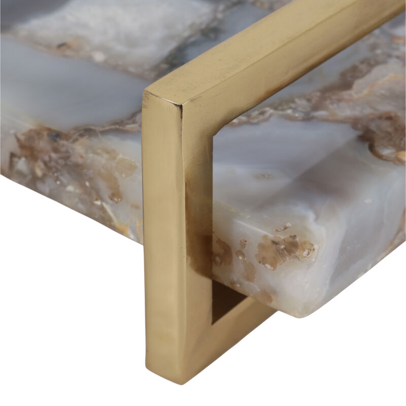14x9 Agate Tray W/Gold Handles image number 5