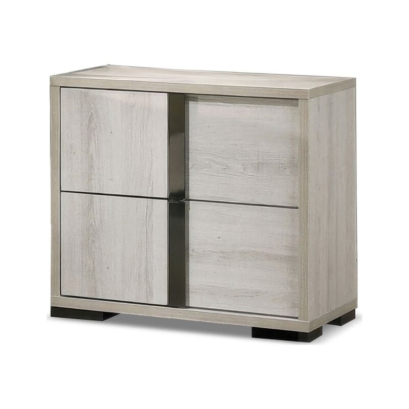 Queen Bedroom Set, White Wash, Chrome, 2 Piece Set with Nightstand image number 2