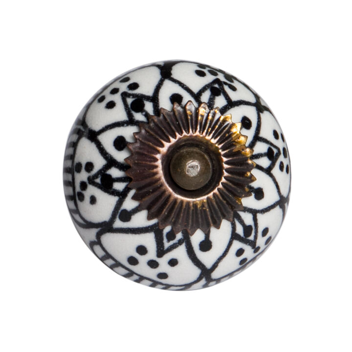HomeRoots Set of Eight Black And White Ceramic And Metal Drawer Pull Knobs