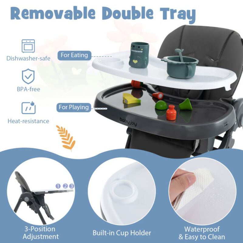 Hivvago 3-In-1 Convertible Baby High Chair for Toddlers. image number 5