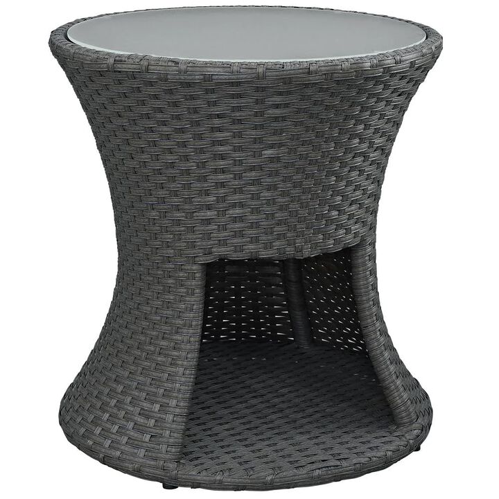 Modway Sojourn Wicker Rattan Outdoor Patio Side End Table in Chocolate