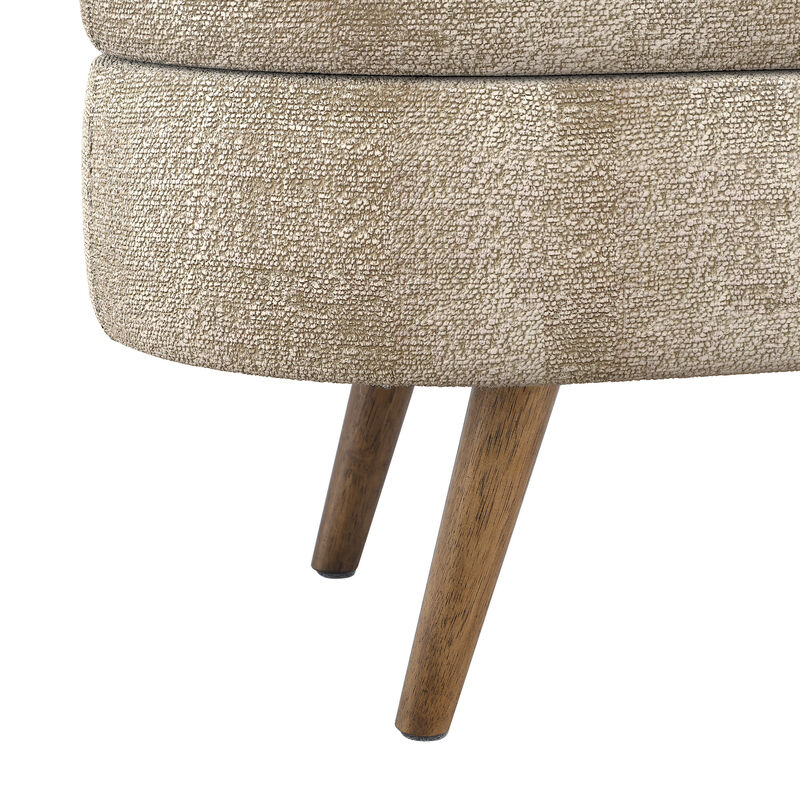 Whisen Oval Storage Ottoman, Storage Bench with Rubber Wood Legs image number 7