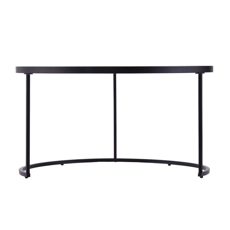 Hivvago Set of Two Black And Silver Mirrored Round Nested Coffee Table Set