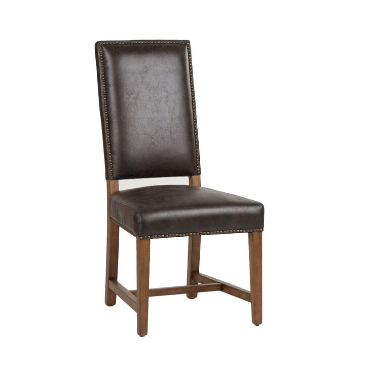 World Interiors Dani Dining Chair in Dark Brown Leather with Earth Legs