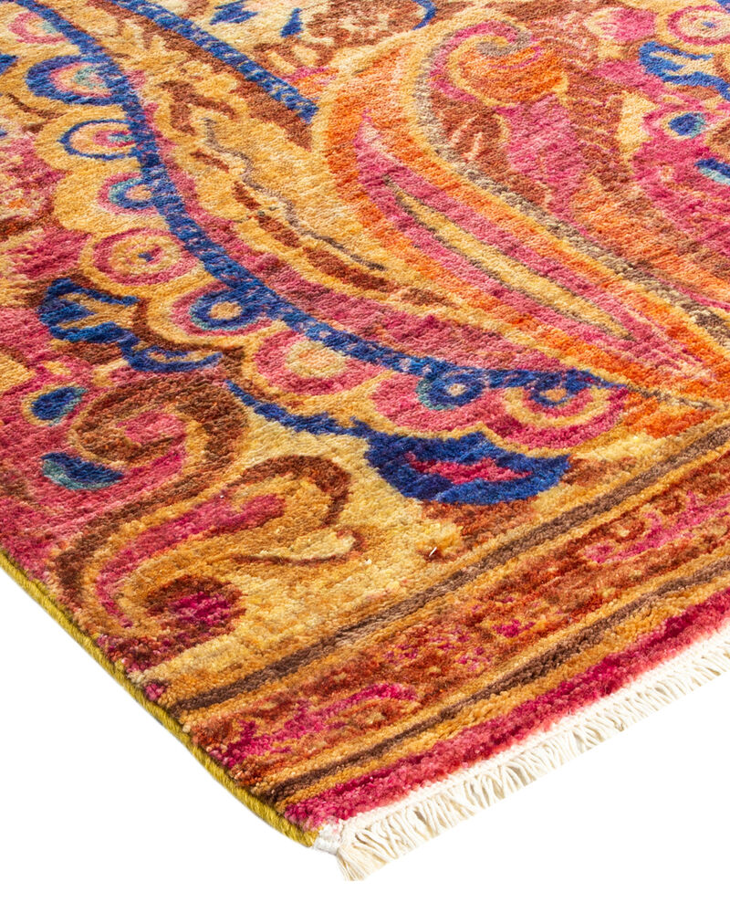 Suzani, One-of-a-Kind Hand-Knotted Area Rug  - Yellow, 8' 2" x 15' 8"