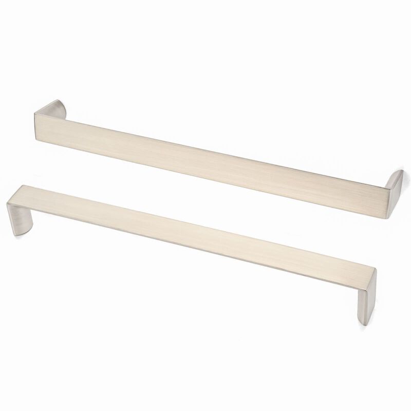 BEROSSA 8-4/5 Inch Screw Spacing, Brushed Nickel Wide Flat Modern Pulls, Kitchen Cabinet Handles, Pack of 6 | Solid Furniture Ha