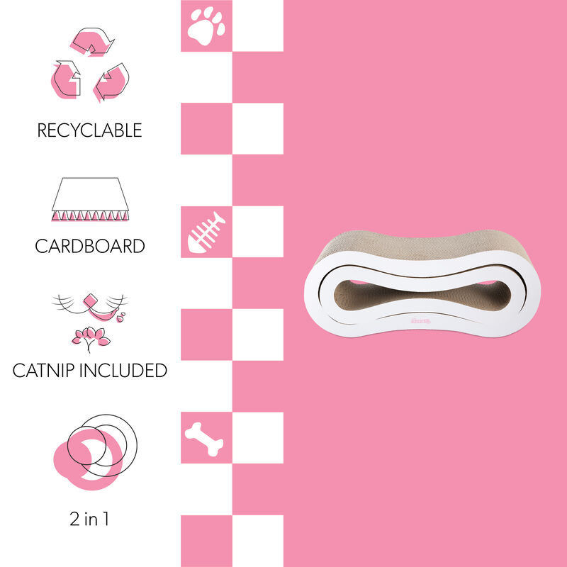Suvi Modern Cardboard Infinity 2-in-1 Lounge Bed Cat Scratcher with Catnip