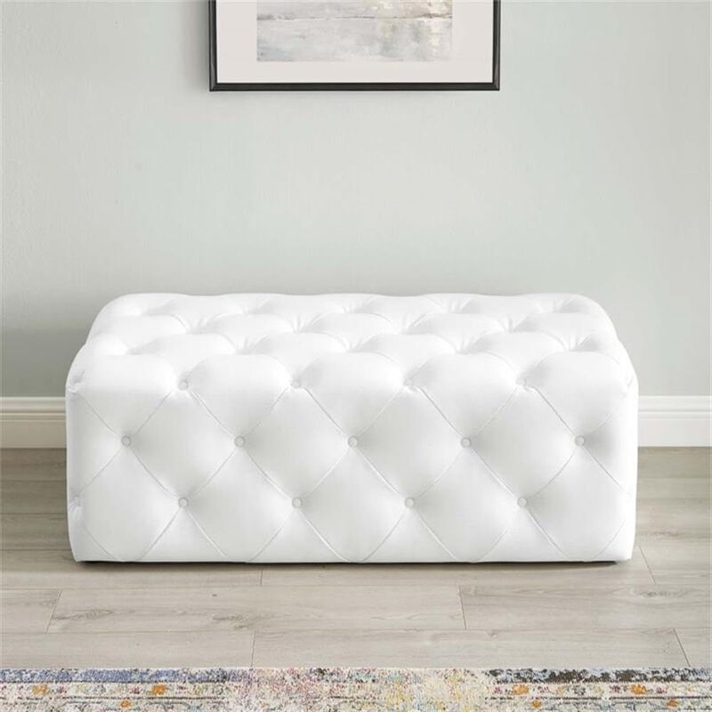 Modway EEI-3767-WHI Anthem 48" Tufted Button Entryway Faux Leather Bench, White image number 8