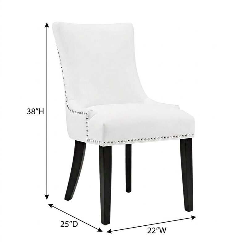 Faux Leather Upholstered Dining Chairs, White, Set of 4 image number 3