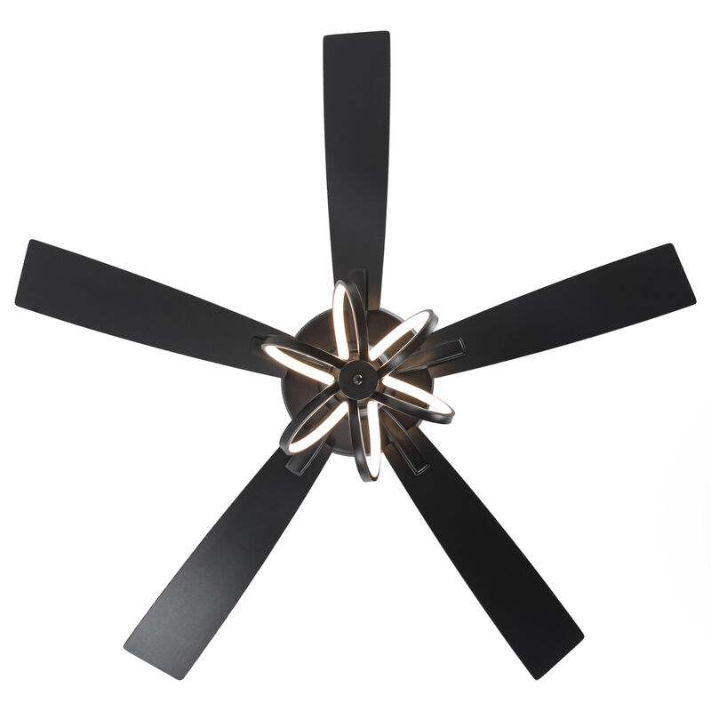 52 in. Matte Black Reversible Blades Ceiling Fan with Light and Remote