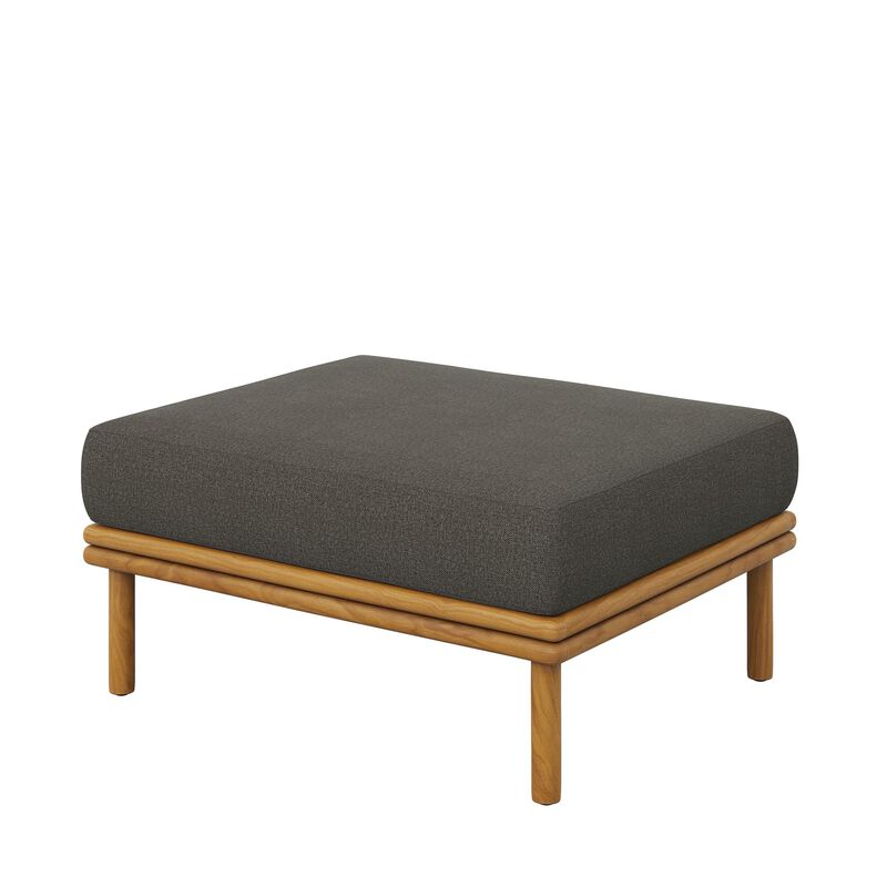 Modway Wren Teak Wood Outdoor Ottoman in Natural Flint Gray image number 3