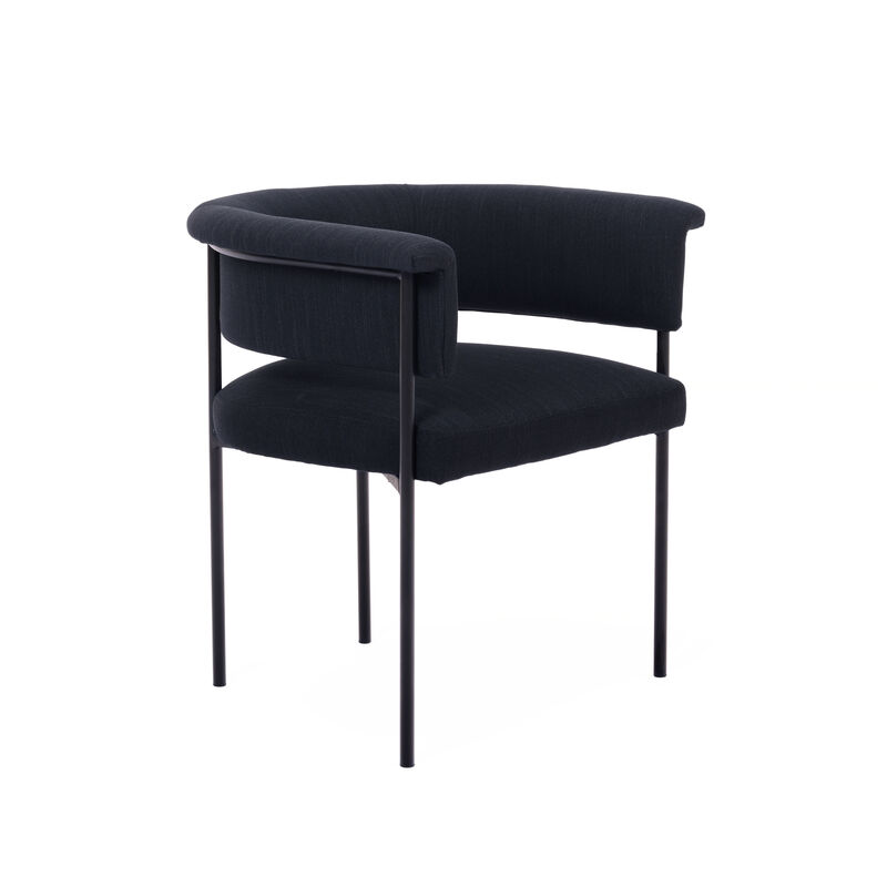 Taylor Black Performance Linen Dining Chair image number 2