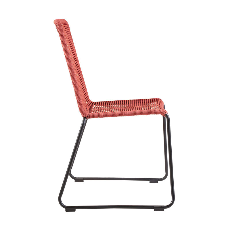 Stylish Metal Outdoor Dining Chair Set of Two for Deck or Patio Dining