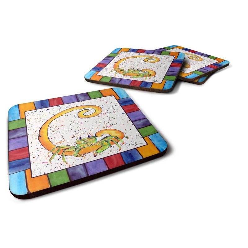 Caroline's Treasures 8426-CFC Beach and Seafood Foam Coasters (Set of 4), 3.5 H x 3.5 W, Multicolor