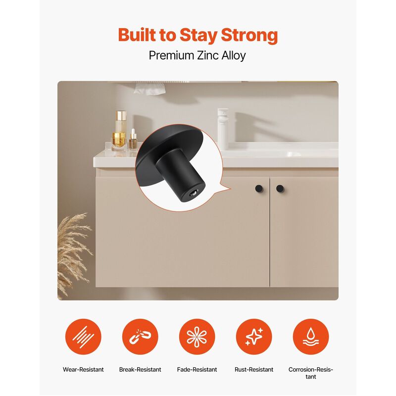 10 Pack Black Cabinet Knobs, Zinc Alloy Mushroom Drawer Pulls with Screws image number 6