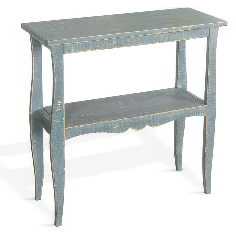 Rena Side End Table, Scallop Trim, 28 Inch Seagrass Green Mahogany image number 0