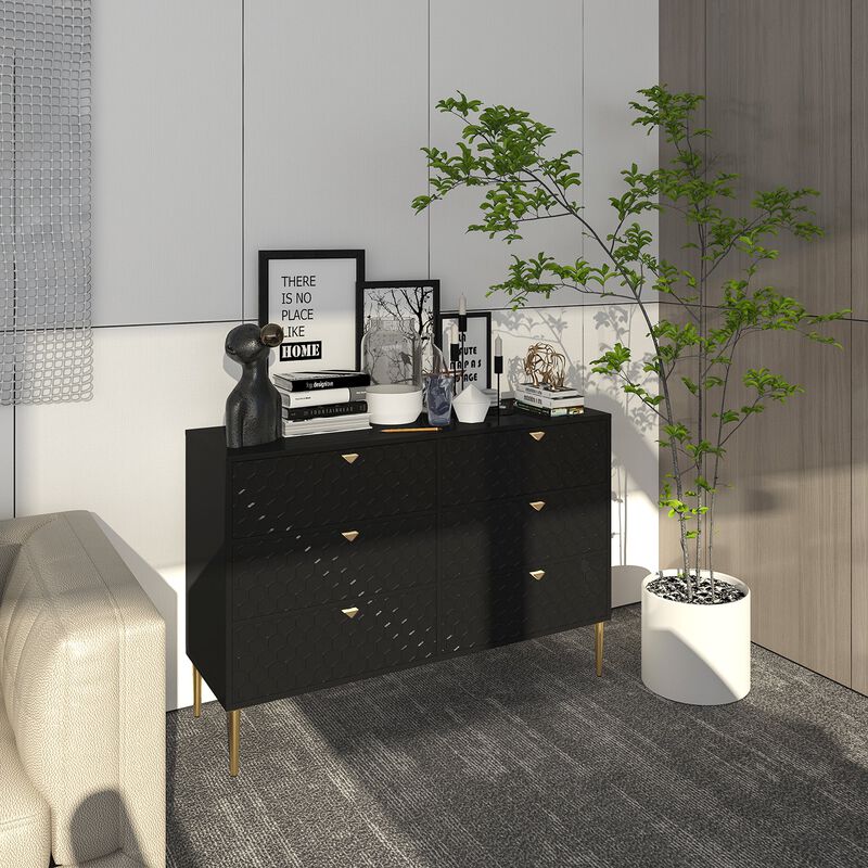 MONDAWE Navy Blue Modern Indoor Accent Storage Cabinet with 6 Drawers for LivingRoom