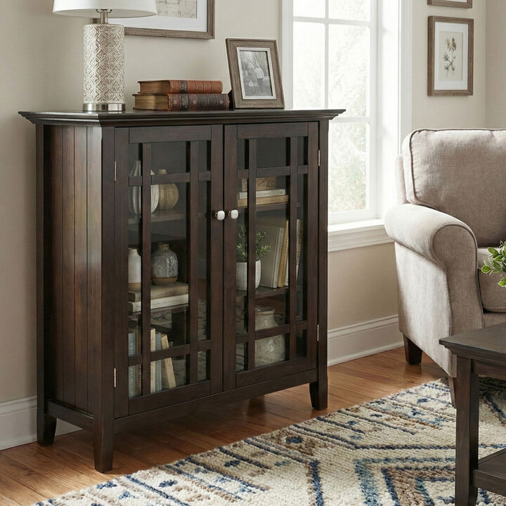 Bedford SOLID WOOD 39 inch Wide Transitional Medium Storage Cabinet in Dark Tobacco Brown