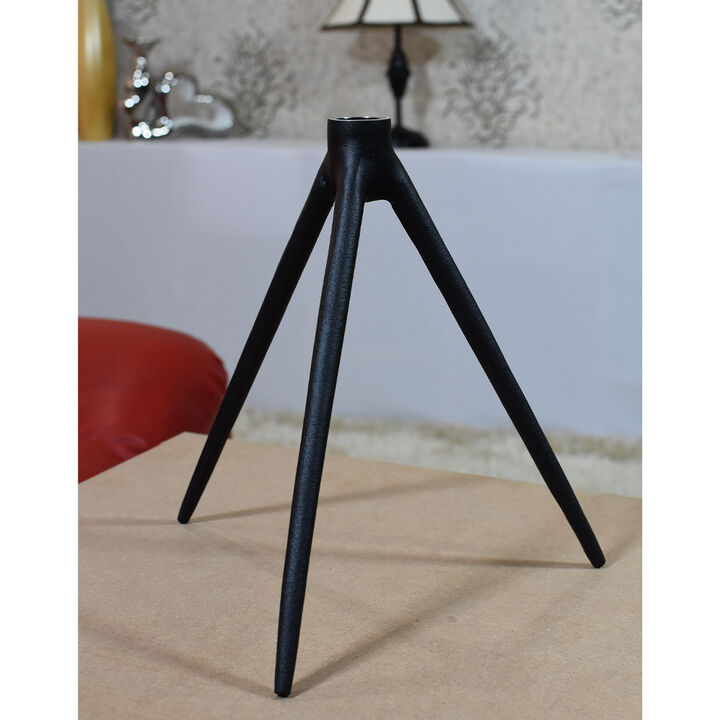 Modern Handmade Aluminum Eco-friendly Geometric Black Set Of One Vase Candle Holder BBH Homes